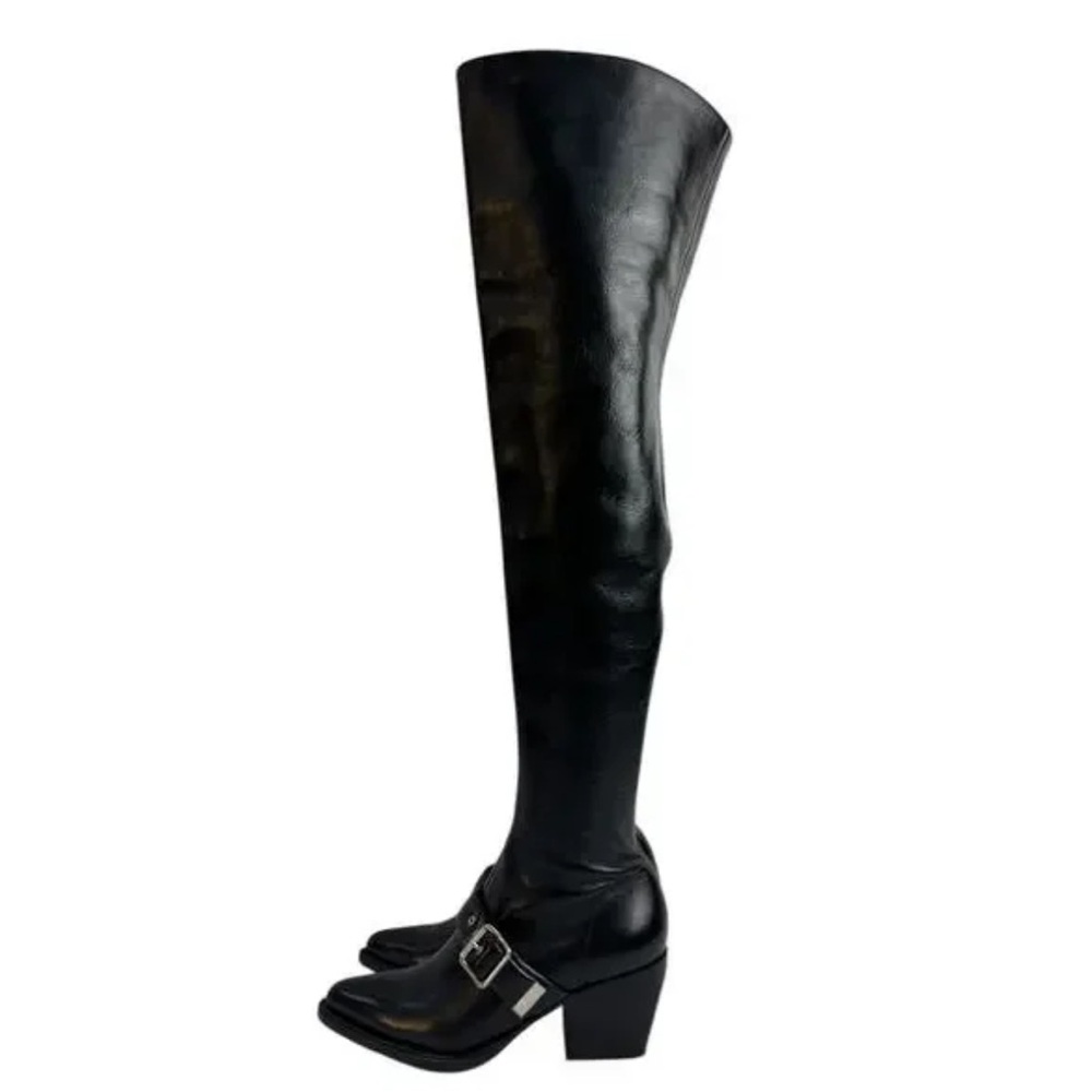 Chloé Black Over-the-Knee Buckle Boots